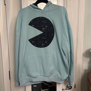 PAC Man Light Blue Graphic Hoodie